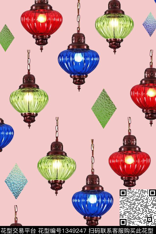 时尚复古大牌风数码印花华亿平台下载（图片编号: 1349247） - 瓦栏（Walan）