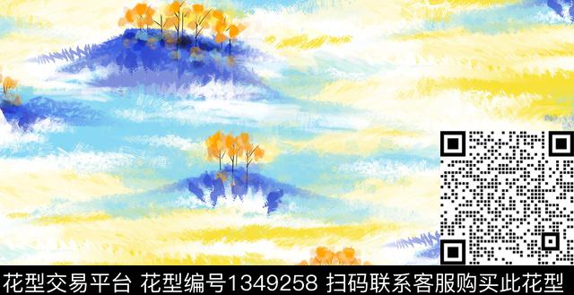 油画华亿平台大牌风手绘数码印花华亿平台下载（图片编号: 1349258） - 瓦栏（Walan）