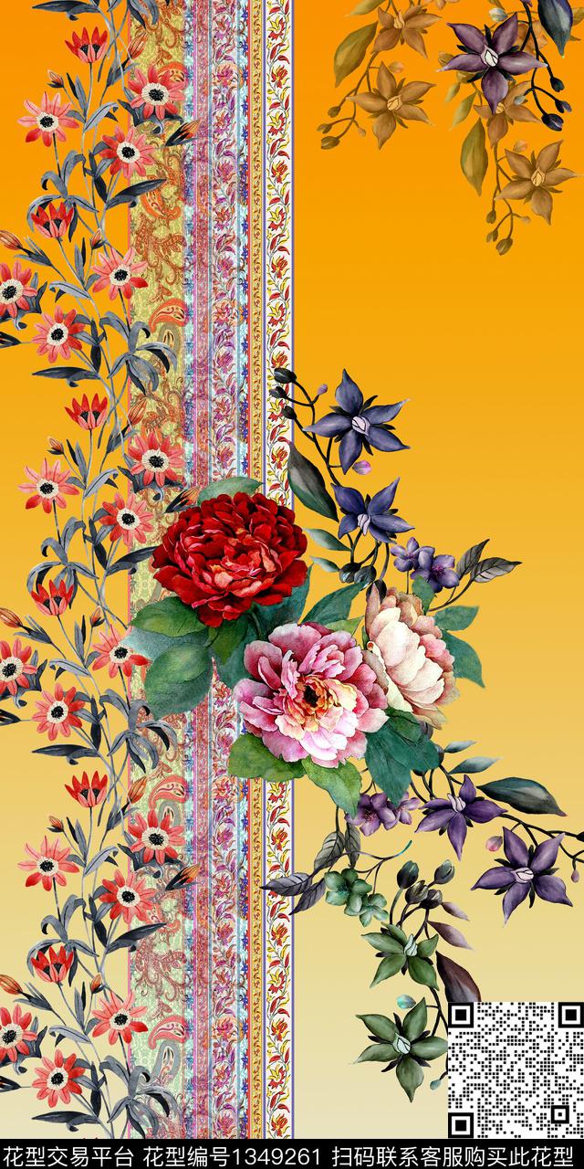 定位花花卉大牌风数码印花华亿平台下载（图片编号: 1349261） - 瓦栏（Walan）