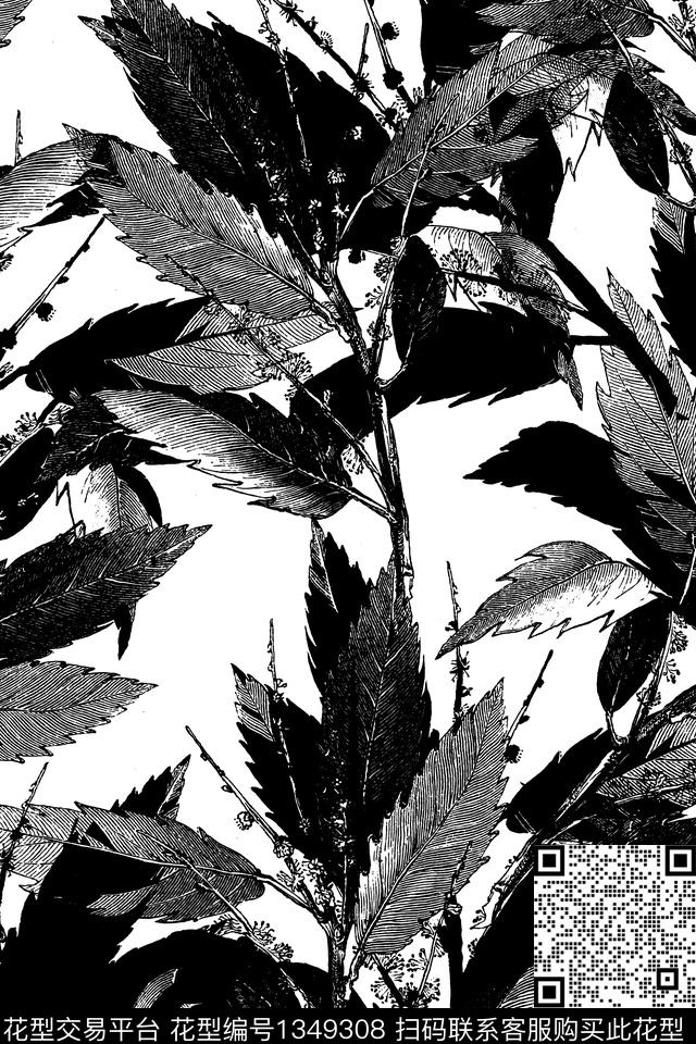 花卉大牌风抽象数码印花华亿平台下载（图片编号: 1349308） - 瓦栏（Walan）