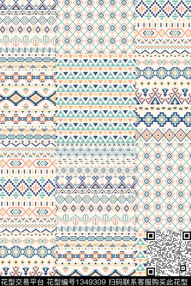 肌理几何民族风传统印花华亿平台下载（图片编号: 1349309） - 瓦栏（Walan）