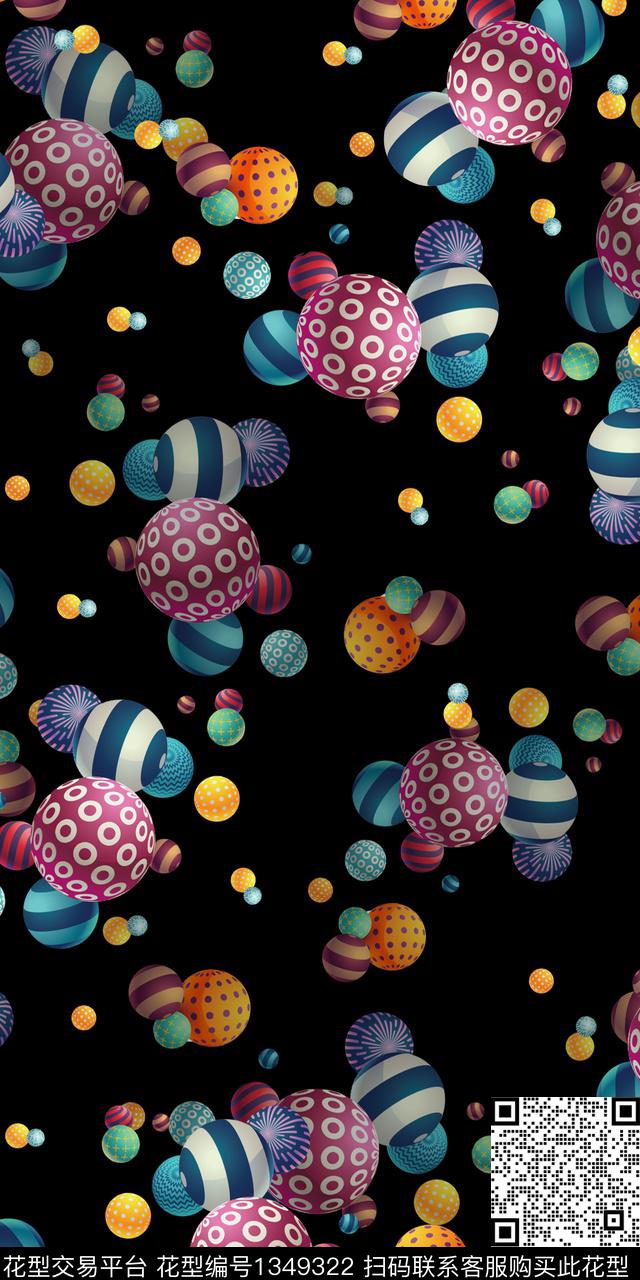 几何大牌风卡通数码印花华亿平台下载（图片编号: 1349322） - 瓦栏（Walan）