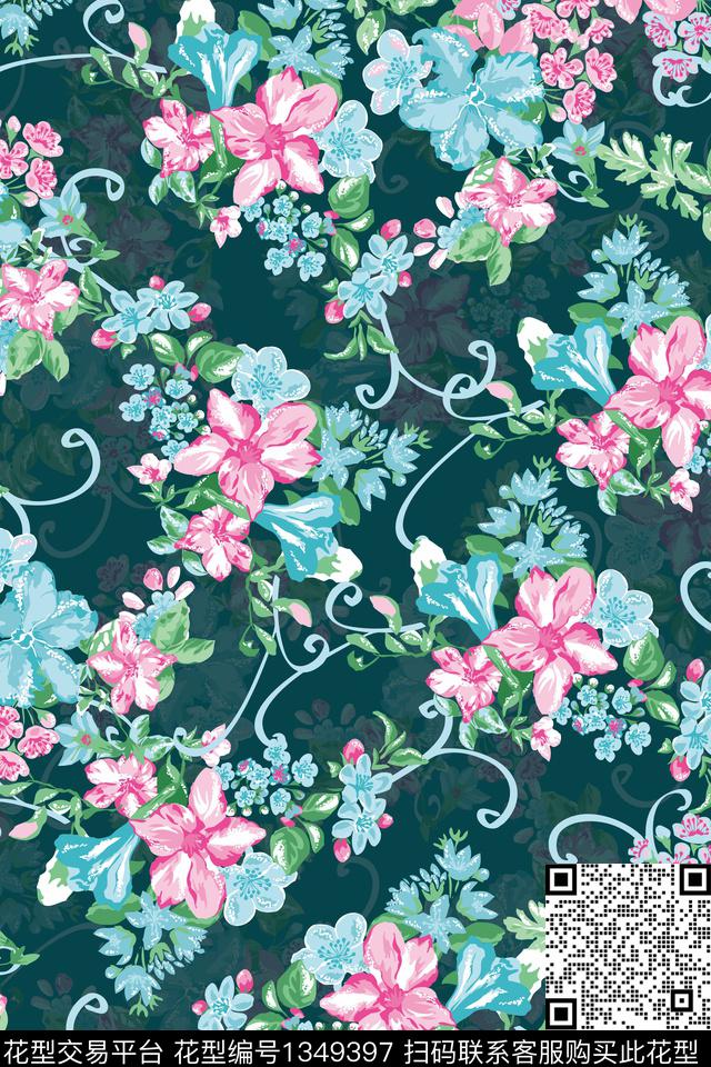 花卉花瓣大牌风数码印花华亿平台下载（图片编号: 1349397） - 瓦栏（Walan）