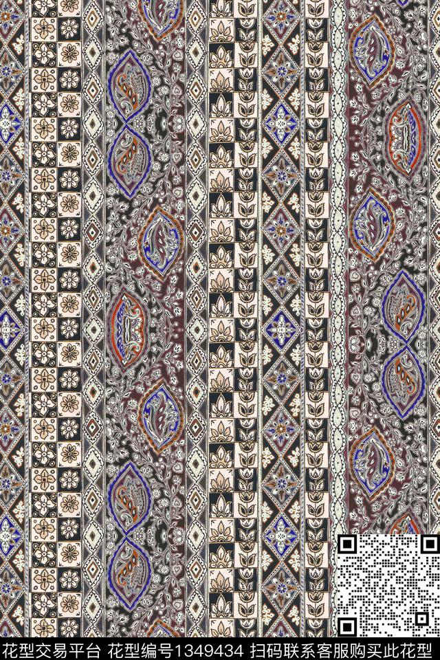 民族风底纹肌理佩斯利数码印花华亿平台下载（图片编号: 1349434） - 瓦栏（Walan）