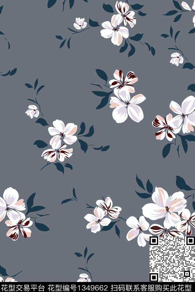 花卉大牌风手绘传统印花华亿平台下载（图片编号: 1349662） - 瓦栏（Walan）