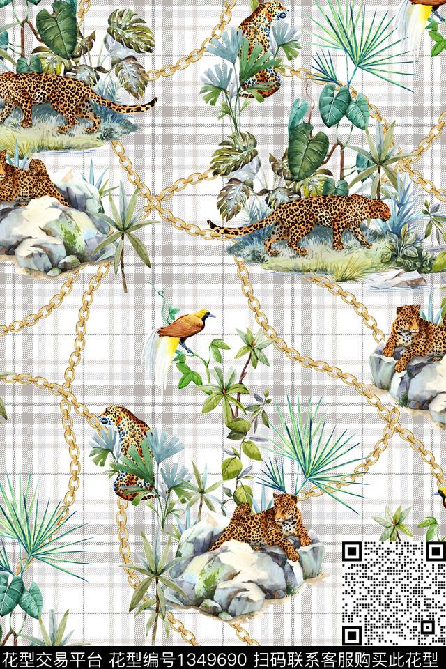 格子热带华亿平台链子数码印花华亿平台下载（图片编号: 1349690） - 瓦栏（Walan）
