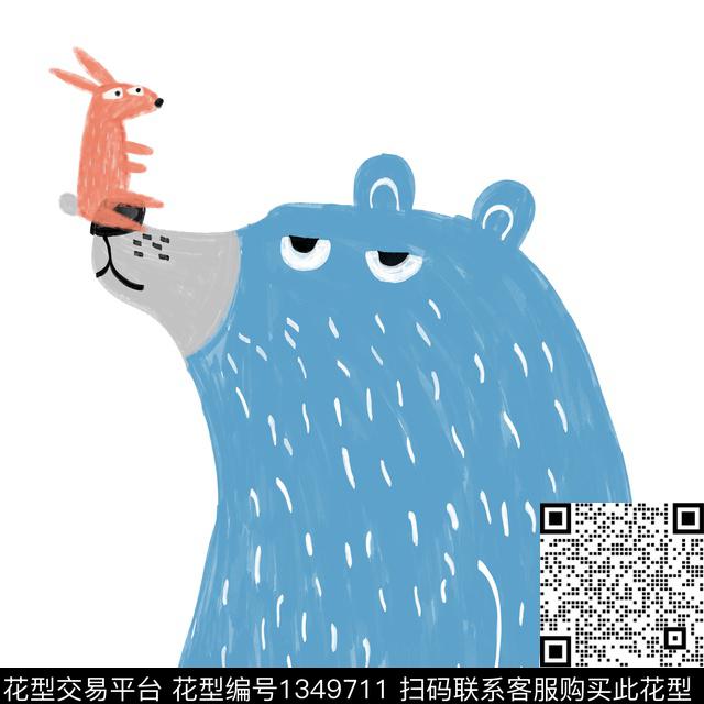 动物手绘兔子传统印花华亿平台下载（图片编号: 1349711） - 瓦栏（Walan）