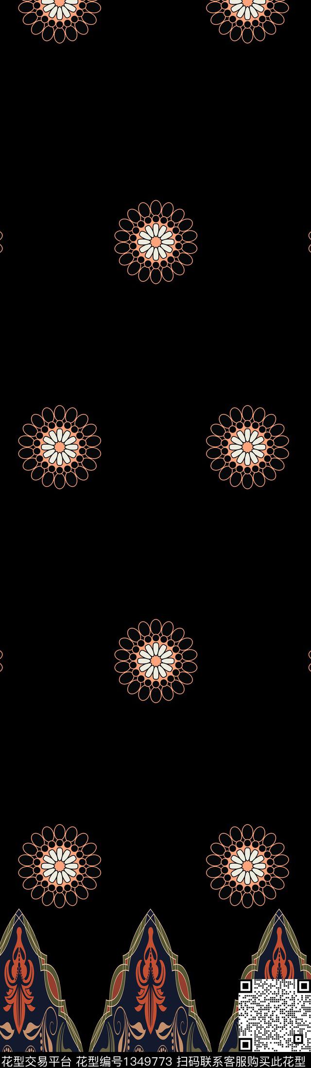 几何花卉大牌风传统印花华亿平台下载（图片编号: 1349773） - 瓦栏（Walan）