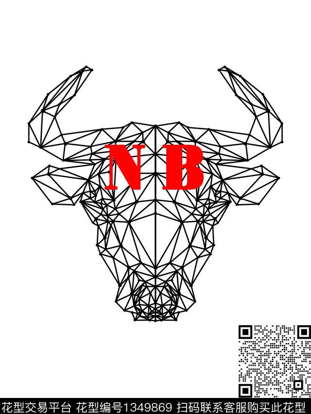 几何字母定位花传统印花华亿平台下载（图片编号: 1349869） - 瓦栏（Walan）