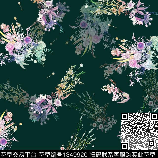 花卉大牌风小清新数码印花华亿平台下载（图片编号: 1349920） - 瓦栏（Walan）
