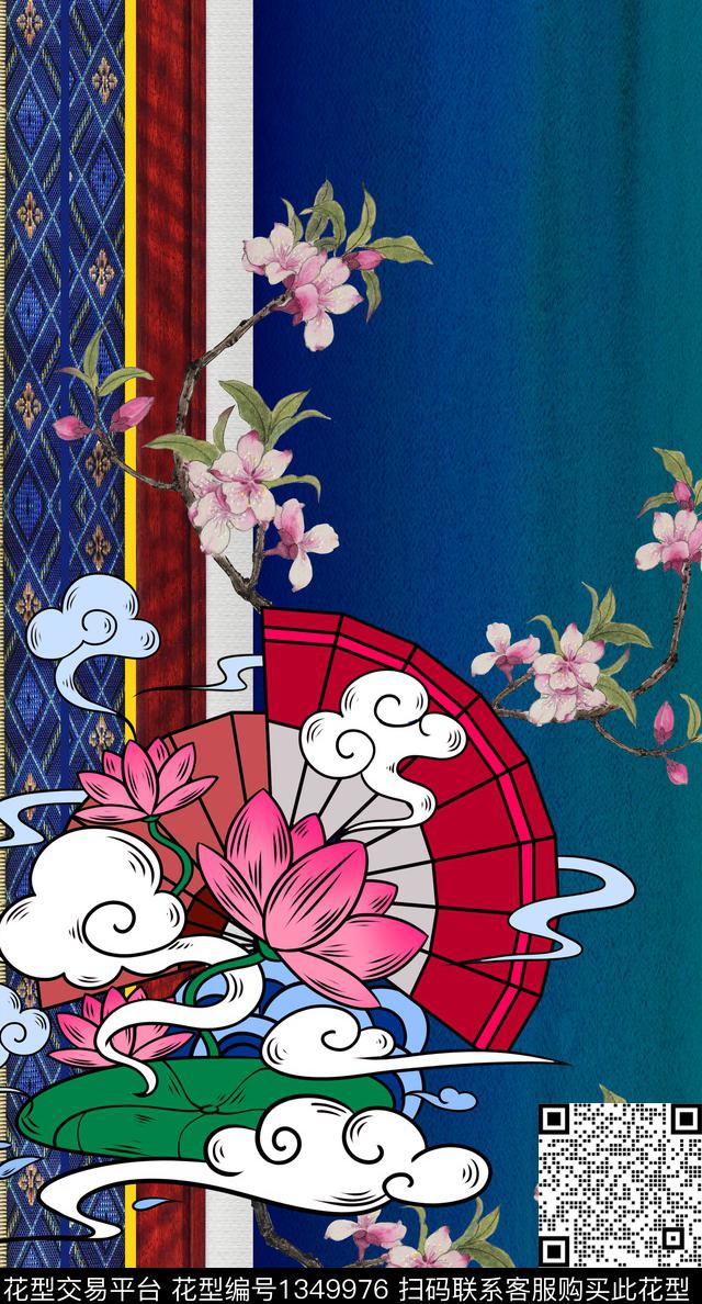 梅花中国风定位花复古旗袍华亿平台数码印花华亿平台下载（图片编号: 1349976） - 瓦栏（Walan）