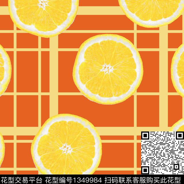 柠檬线条夏日数码印花华亿平台下载（图片编号: 1349984） - 瓦栏（Walan）