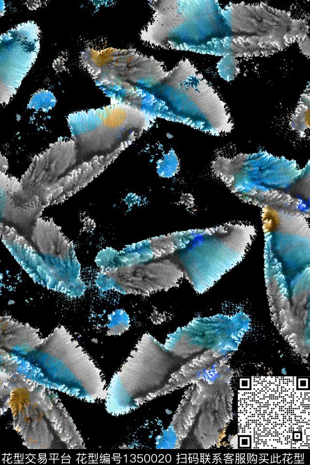蜡染水彩纹理数码印花华亿平台下载（图片编号: 1350020） - 瓦栏（Walan）