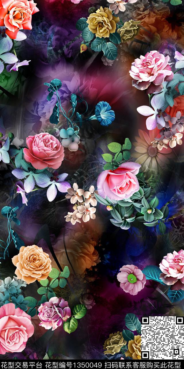 花卉雕印华亿平台数码印花华亿平台下载（图片编号: 1350049） - 瓦栏（Walan）
