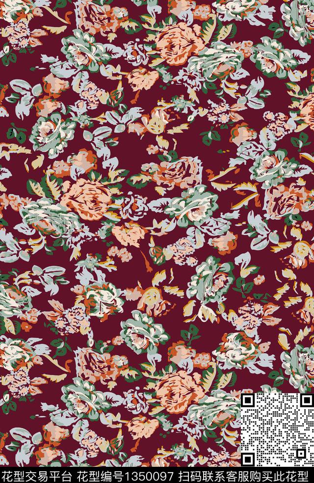 女装花卉大牌风传统印花华亿平台下载（图片编号: 1350097） - 瓦栏（Walan）