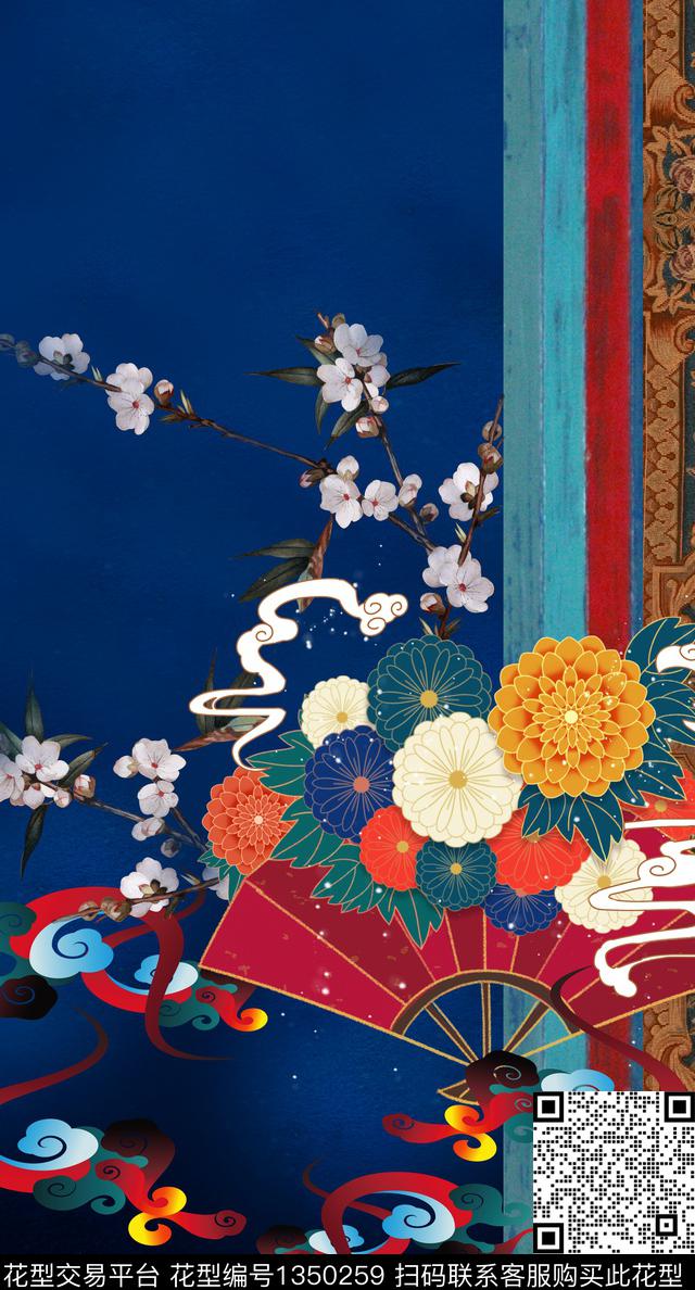 真丝中国风复古旗袍华亿平台数码印花华亿平台下载（图片编号: 1350259） - 瓦栏（Walan）