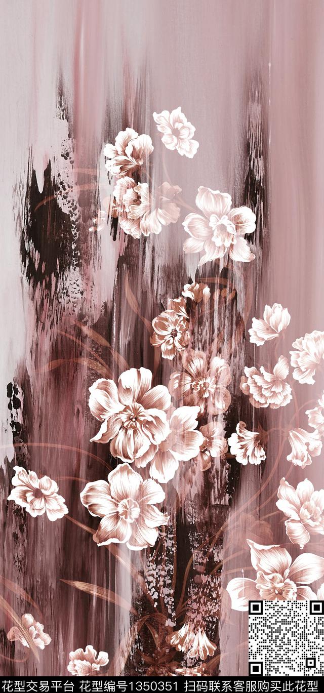 兰花牡丹peony数码印花华亿平台下载（图片编号: 1350351） - 瓦栏（Walan）