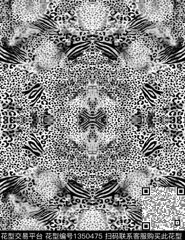 豹纹动物纹手绘数码印花华亿平台下载（图片编号: 1350475） - 瓦栏（Walan）