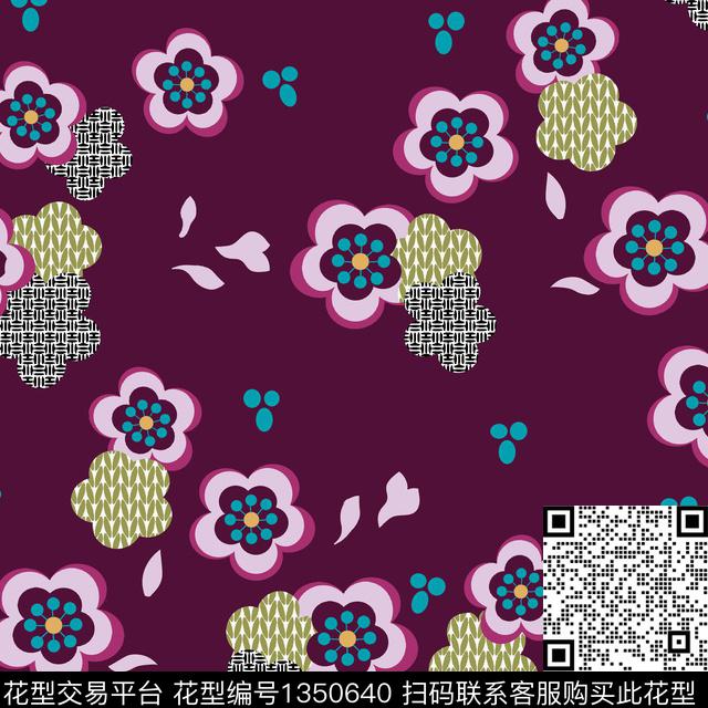 绿植树叶抽象花卉男装传统印花华亿平台下载（图片编号: 1350640） - 瓦栏（Walan）