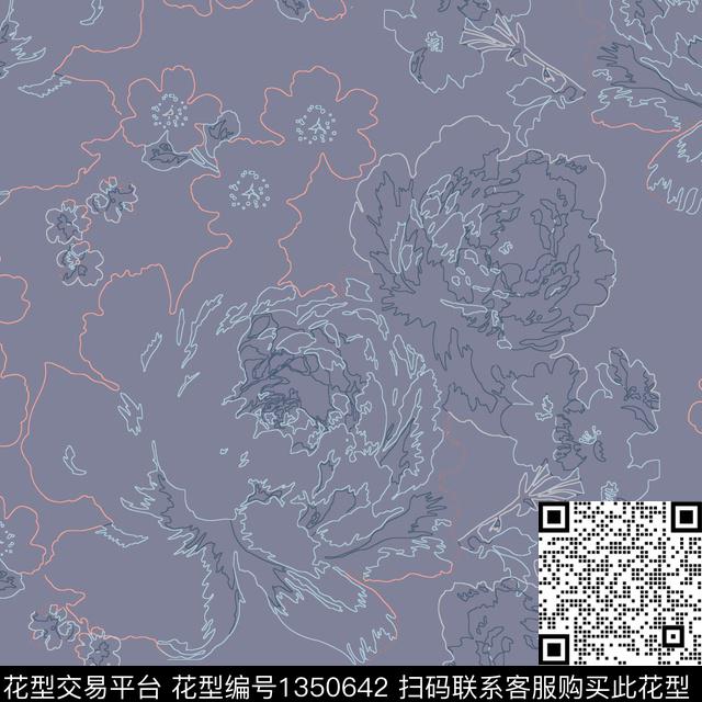 绿植树叶抽象花卉男装传统印花华亿平台下载（图片编号: 1350642） - 瓦栏（Walan）