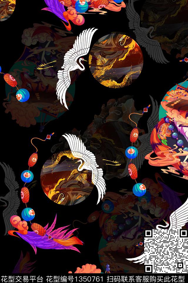 民族风香云纱旗袍数码印花华亿平台下载（图片编号: 1350761） - 瓦栏（Walan）