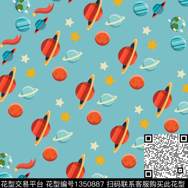 几何宇宙星空数码印花华亿平台下载（图片编号: 1350887） - 瓦栏（Walan）