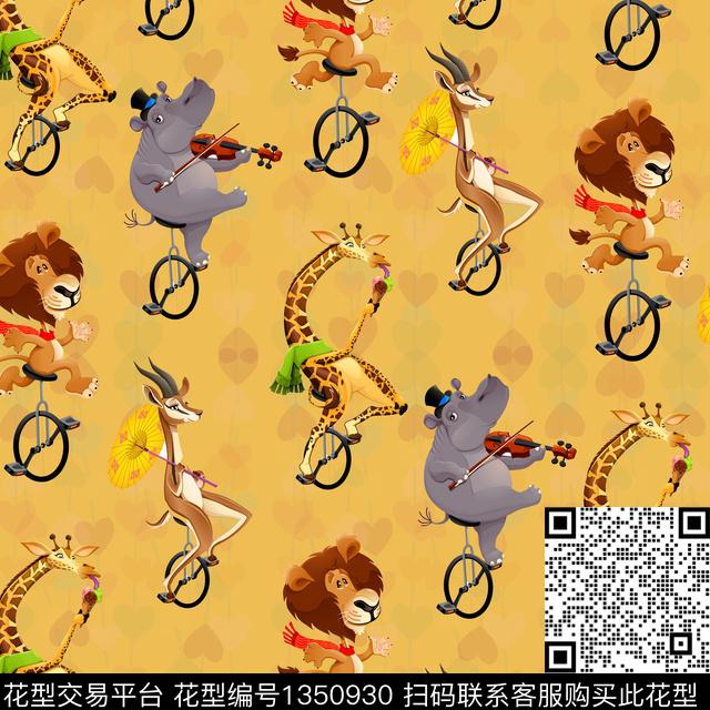几何动物可爱数码印花华亿平台下载（图片编号: 1350930） - 瓦栏（Walan）