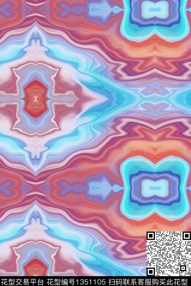 时尚蜡染纹理数码印花华亿平台下载（图片编号: 1351105） - 瓦栏（Walan）