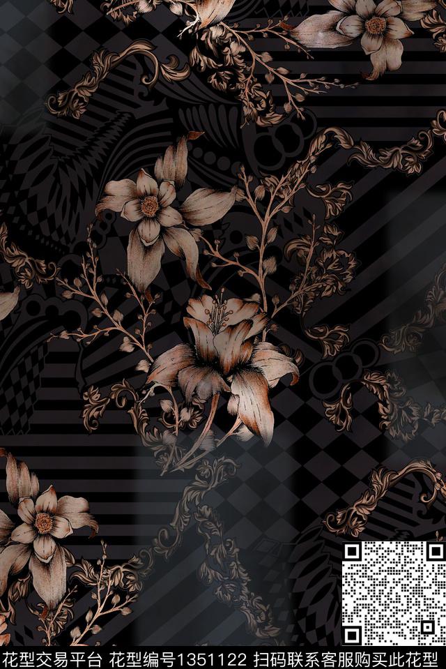 香云纱真丝中老年数码印花华亿平台下载（图片编号: 1351122） - 瓦栏（Walan）