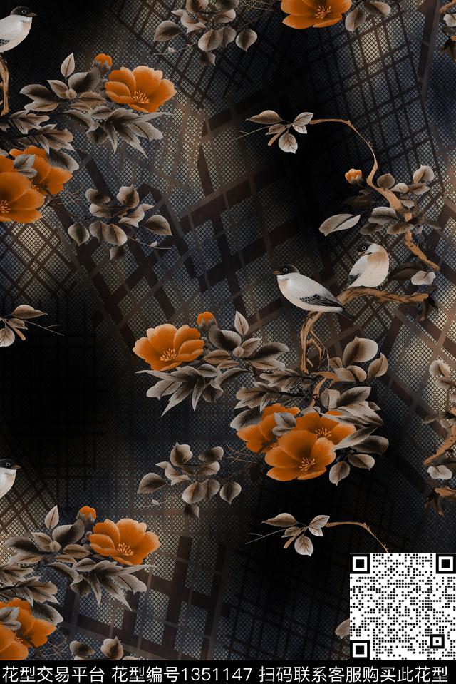 花鸟中老年中国风数码印花华亿平台下载（图片编号: 1351147） - 瓦栏（Walan）