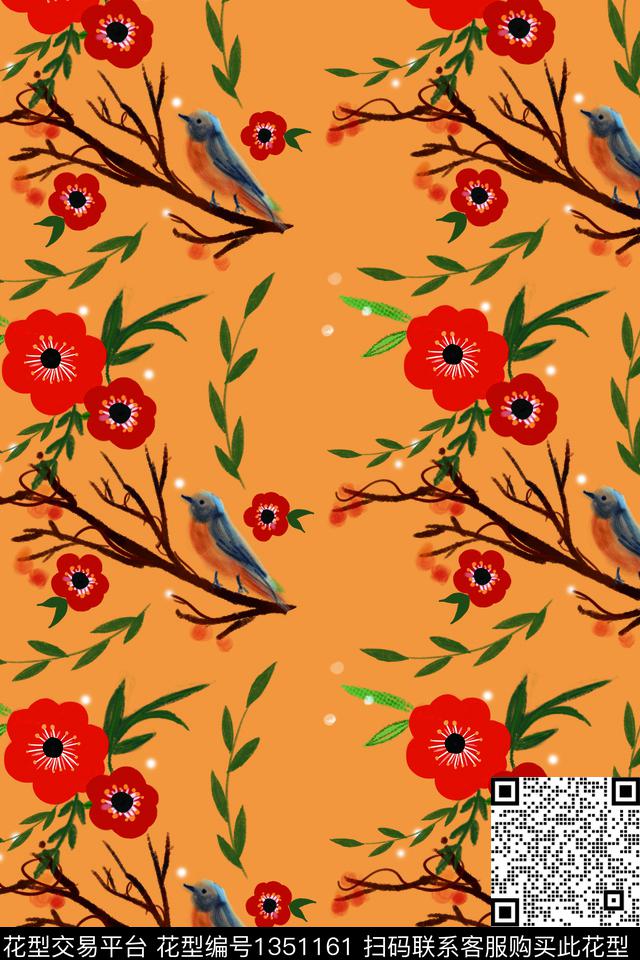 花卉北欧抽象数码印花华亿平台下载（图片编号: 1351161） - 瓦栏（Walan）