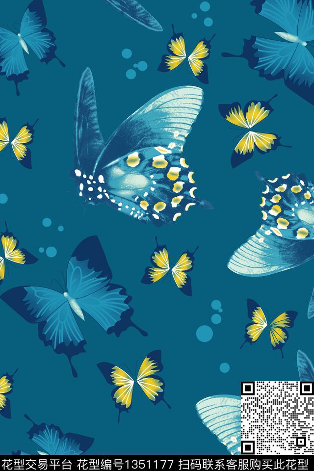 女装蝴蝶数码印花华亿平台下载（图片编号: 1351177） - 瓦栏（Walan）