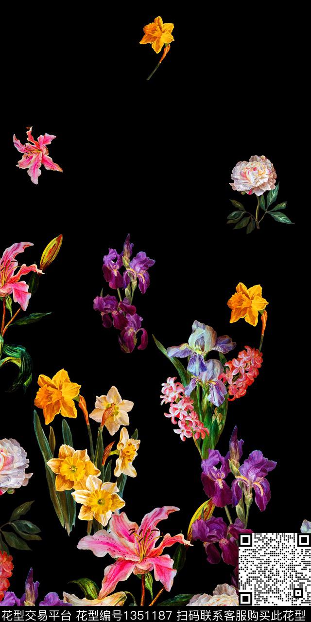 定位花花卉大牌风数码印花华亿平台下载（图片编号: 1351187） - 瓦栏（Walan）