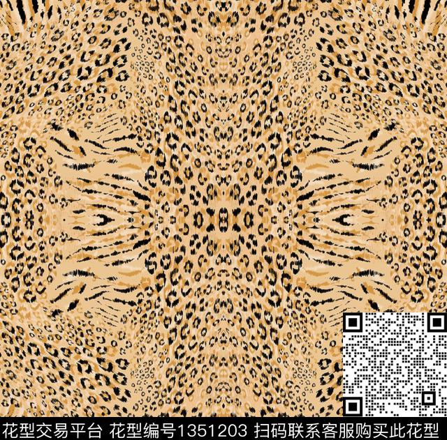 豹纹动物纹手绘数码印花华亿平台下载（图片编号: 1351203） - 瓦栏（Walan）