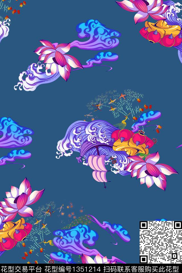 民族风香云纱旗袍数码印花华亿平台下载（图片编号: 1351214） - 瓦栏（Walan）