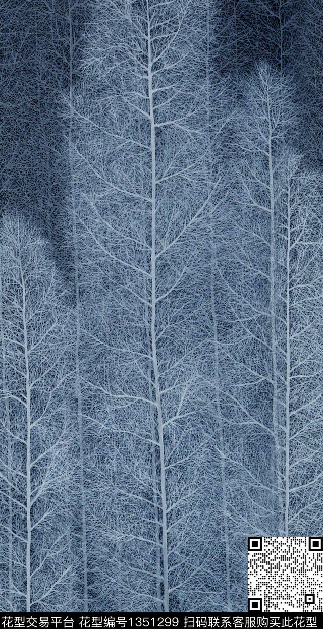玉兰花树林条纹数码印花华亿平台下载（图片编号: 1351299） - 瓦栏（Walan）