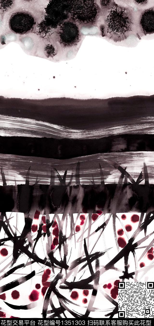 玉兰花树林条纹数码印花华亿平台下载（图片编号: 1351303） - 瓦栏（Walan）