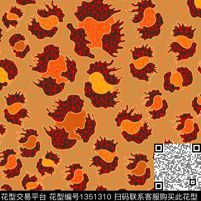 动物纹抽象传统印花华亿平台下载（图片编号: 1351310） - 瓦栏（Walan）