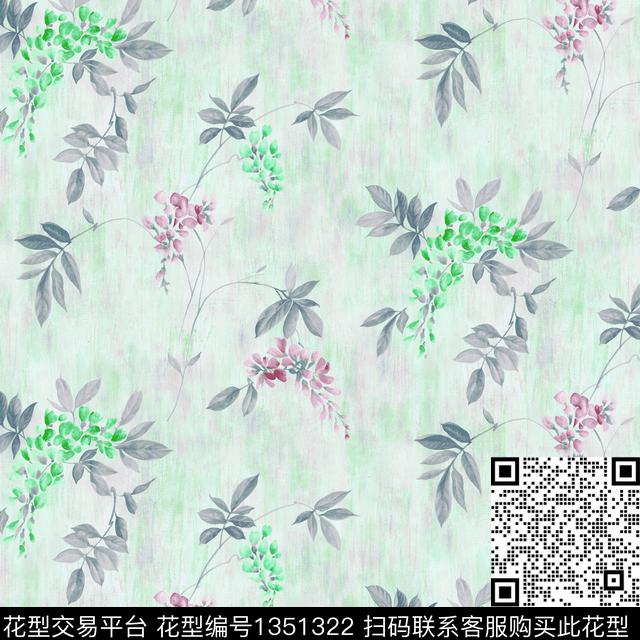 肌理彩底花卉旗袍数码印花华亿平台下载（图片编号: 1351322） - 瓦栏（Walan）