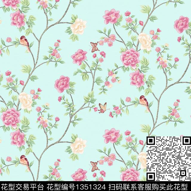 窗帘彩底花卉女装数码印花华亿平台下载（图片编号: 1351324） - 瓦栏（Walan）