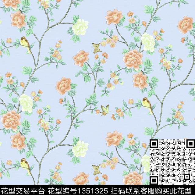 窗帘花鸟彩底花卉数码印花华亿平台下载（图片编号: 1351325） - 瓦栏（Walan）