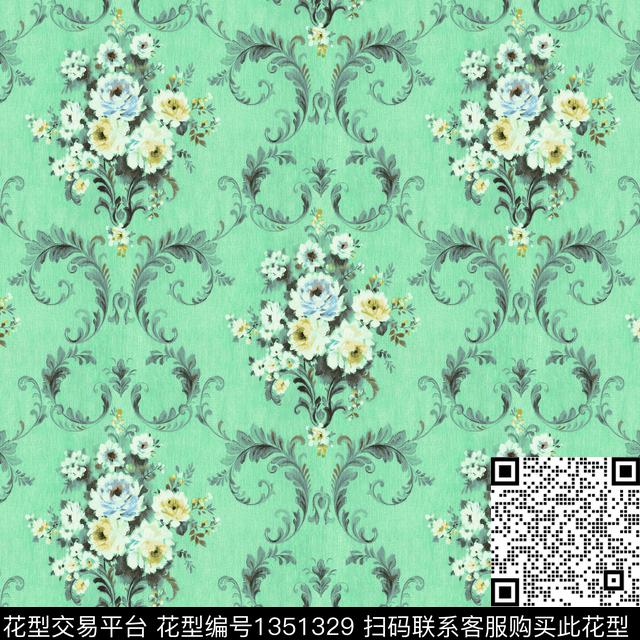 窗帘欧式定位花墙纸数码印花华亿平台下载（图片编号: 1351329） - 瓦栏（Walan）