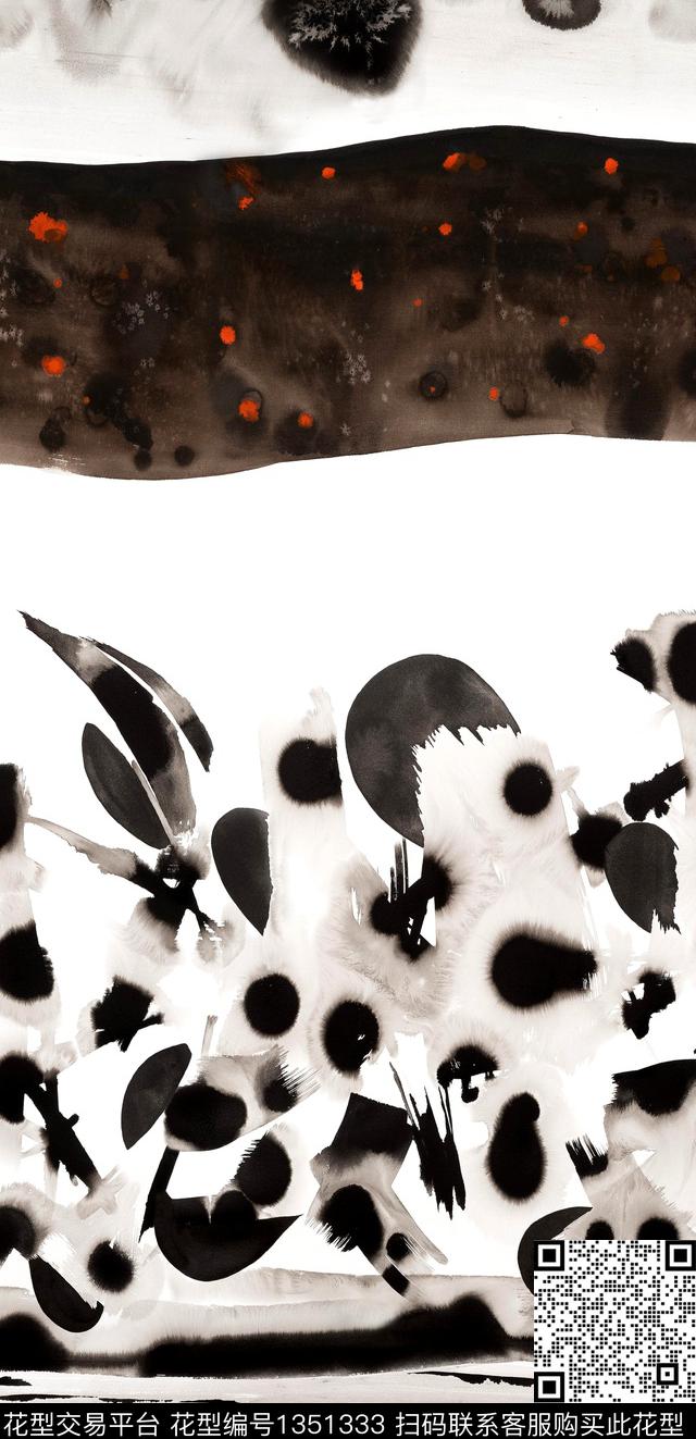 玉兰花树林条纹数码印花华亿平台下载（图片编号: 1351333） - 瓦栏（Walan）