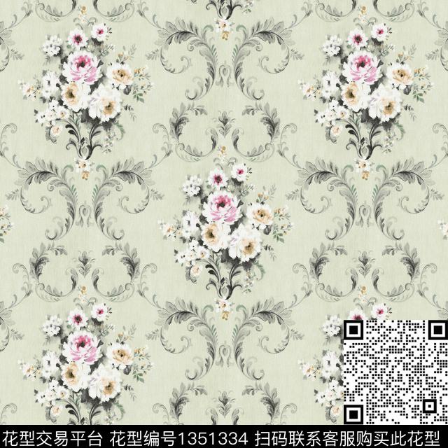 窗帘欧式定位花墙纸数码印花华亿平台下载（图片编号: 1351334） - 瓦栏（Walan）