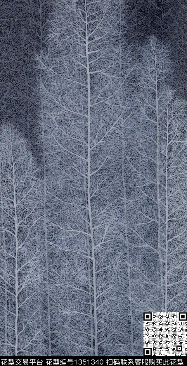 玉兰花树林条纹数码印花华亿平台下载（图片编号: 1351340） - 瓦栏（Walan）