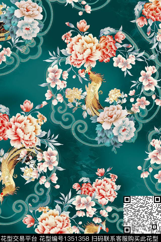 时尚真丝中国风数码印花华亿平台下载（图片编号: 1351358） - 瓦栏（Walan）