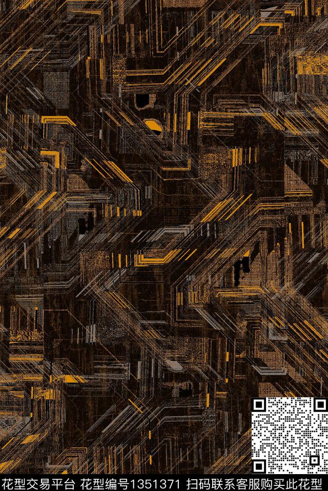 几何线条大牌风数码印花华亿平台下载（图片编号: 1351371） - 瓦栏（Walan）
