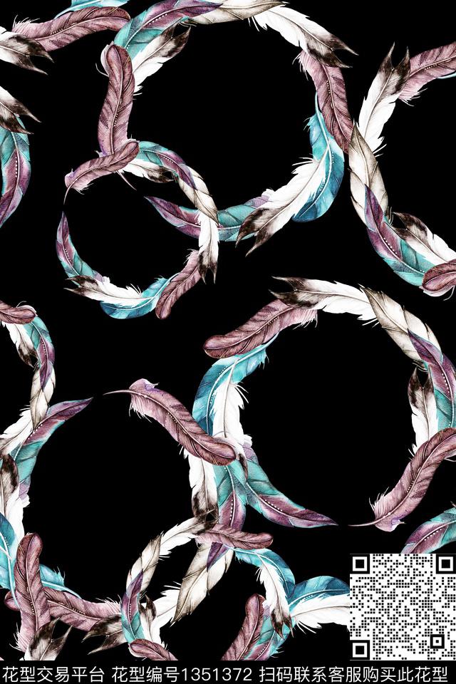 简约羽毛大牌风数码印花华亿平台下载（图片编号: 1351372） - 瓦栏（Walan）