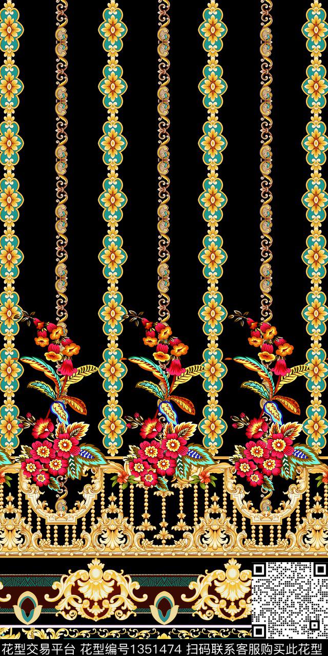 定位花大牌风条纹数码印花华亿平台下载（图片编号: 1351474） - 瓦栏（Walan）