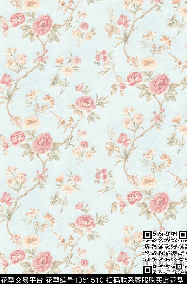 窗帘墙纸小清新传统印花华亿平台下载（图片编号: 1351510） - 瓦栏（Walan）